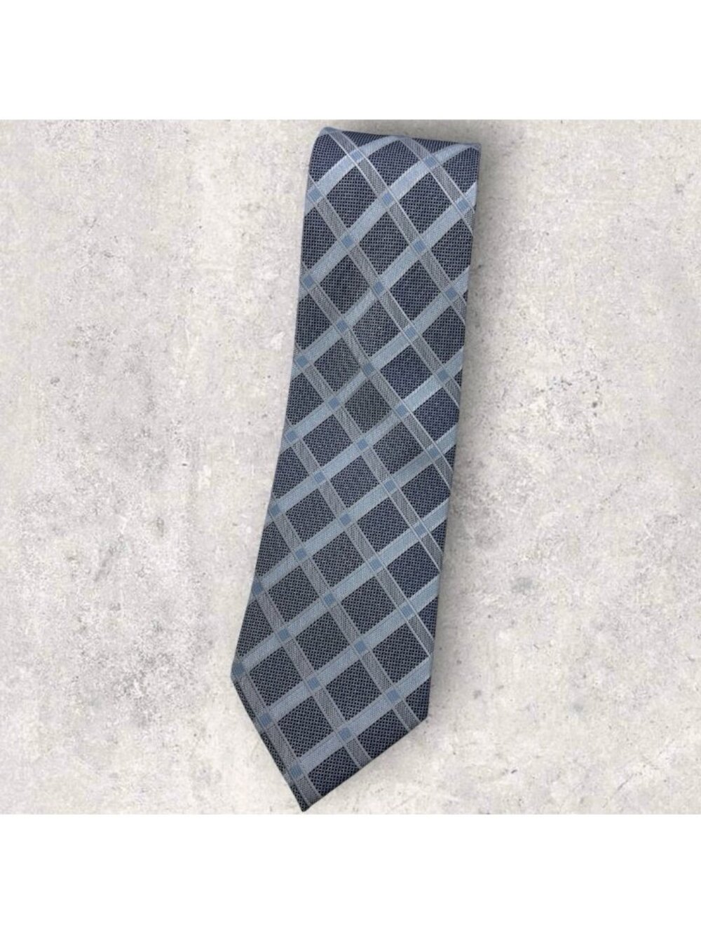 NEW ERMENEGILDO ZEGNA Silk Tie ITALY Gray Blue Tartan W:4"